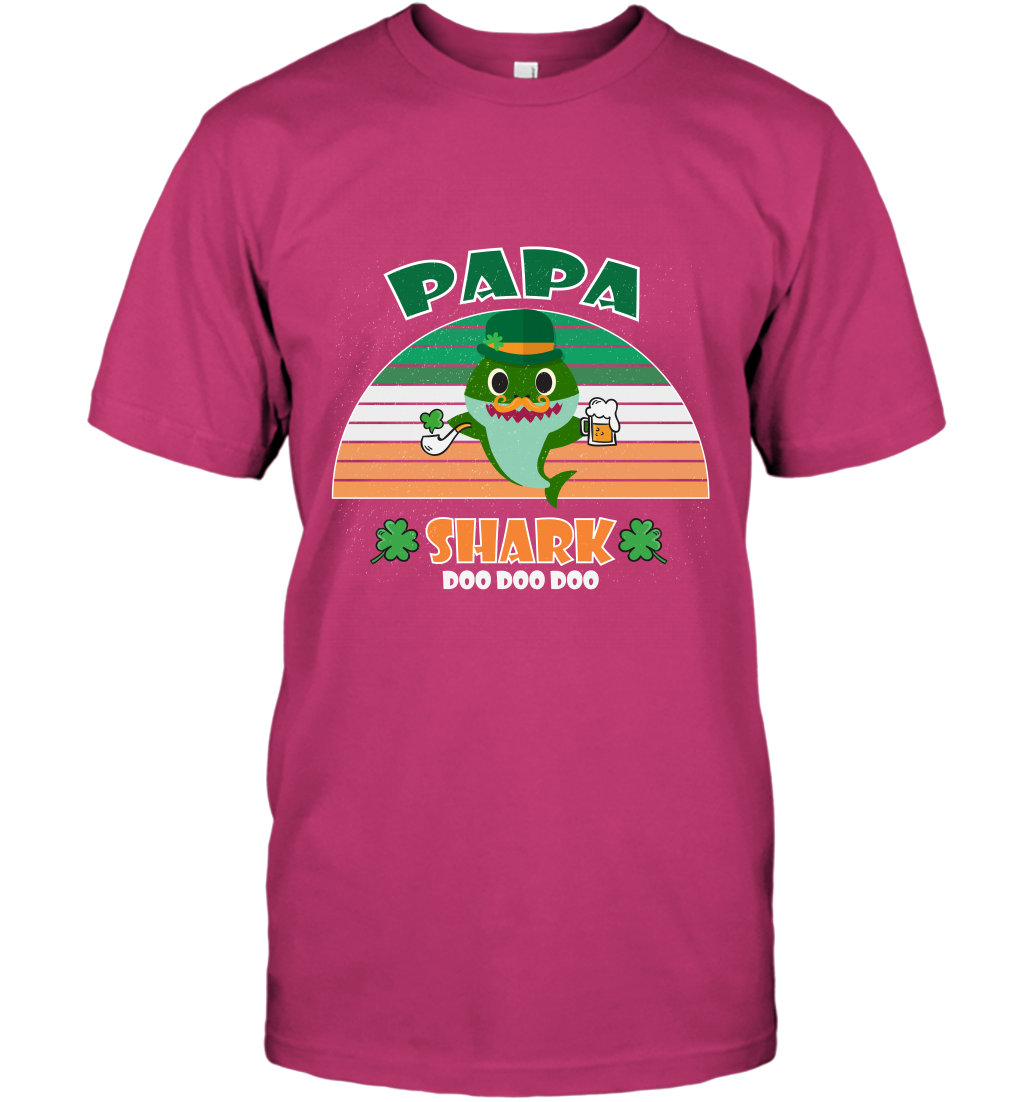 Irish Papa Shark Saint Patricks Day Family Shirt T-Shirt Heliconia