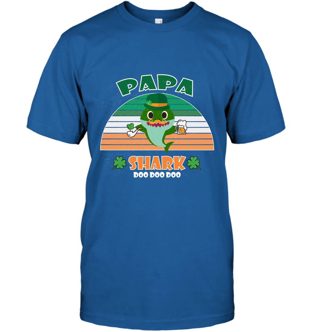 Irish Papa Shark Saint Patricks Day Family Shirt T-Shirt Royal