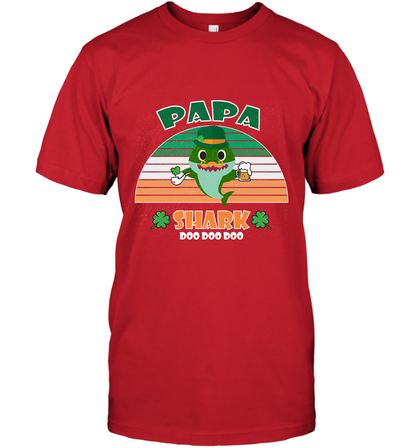 Irish Papa Shark Saint Patricks Day Family Shirt T-Shirt Red