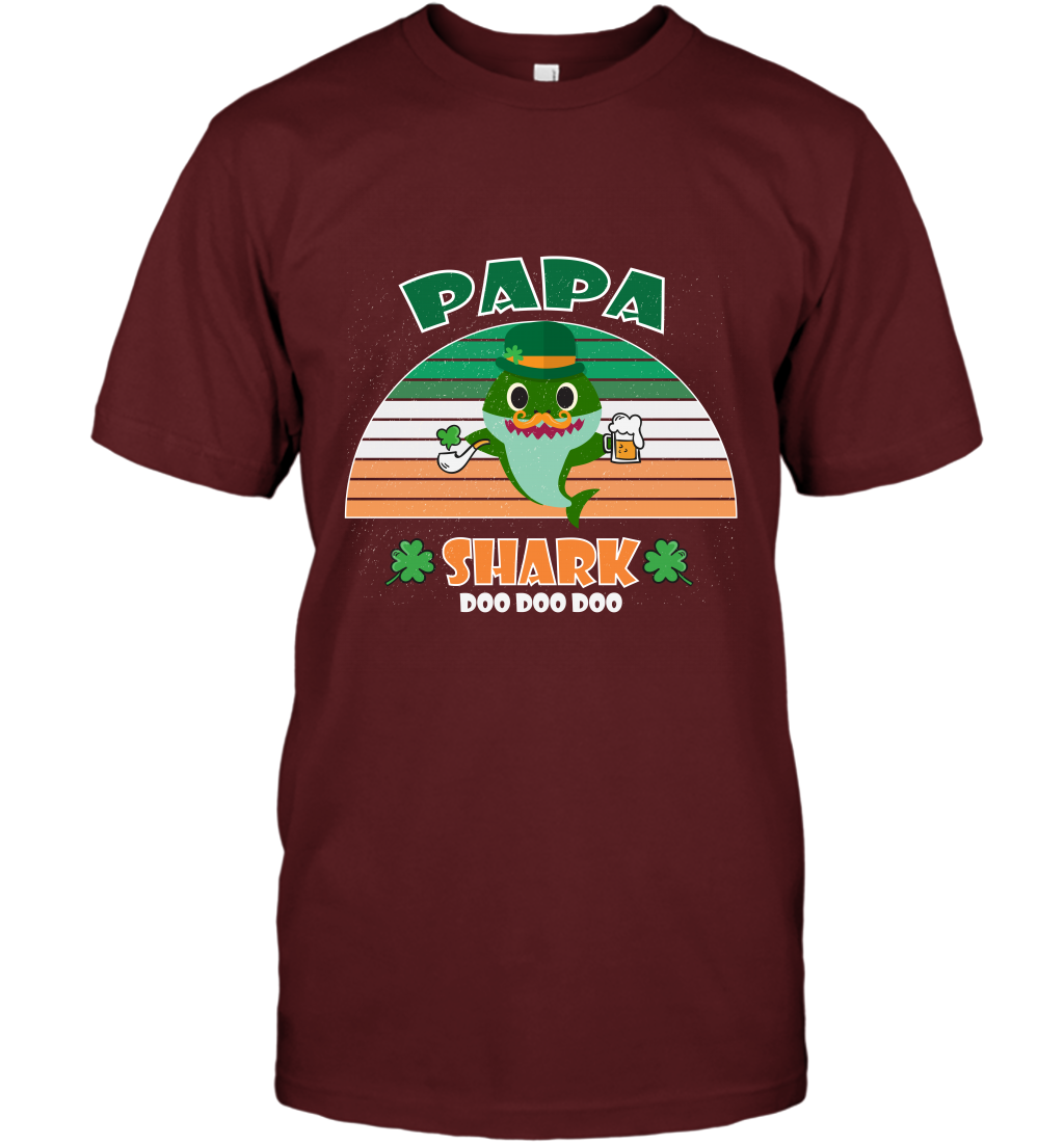 Irish Papa Shark Saint Patricks Day Family Shirt T-Shirt Cardinal