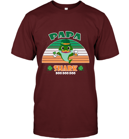 Irish Papa Shark Saint Patricks Day Family Shirt T-Shirt Cardinal