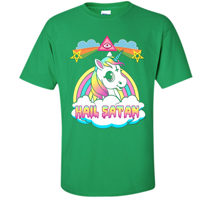 Unicorn Hail Satan Death Metal Rainbown T-shirt Irish Green