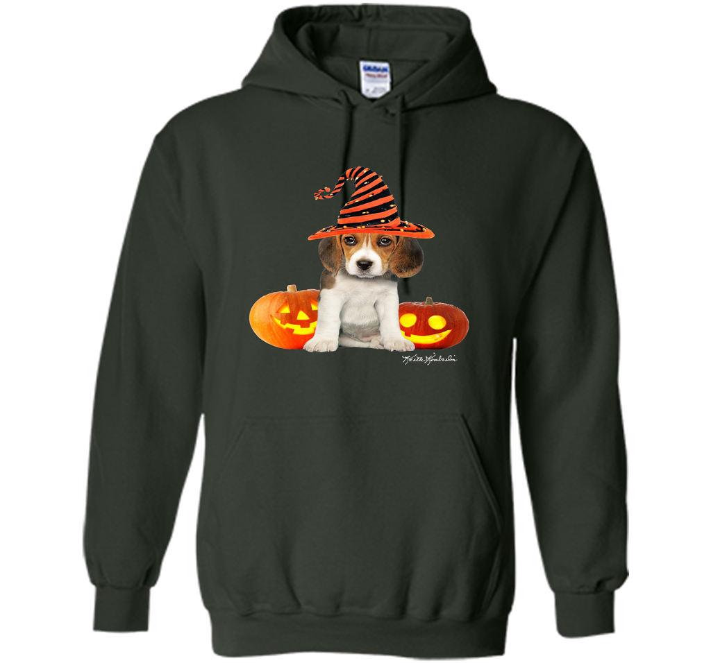 Cute Halloween Beagle Puppy Pumpkins T-shirt Forest Green