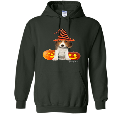Cute Halloween Beagle Puppy Pumpkins T-shirt Forest Green