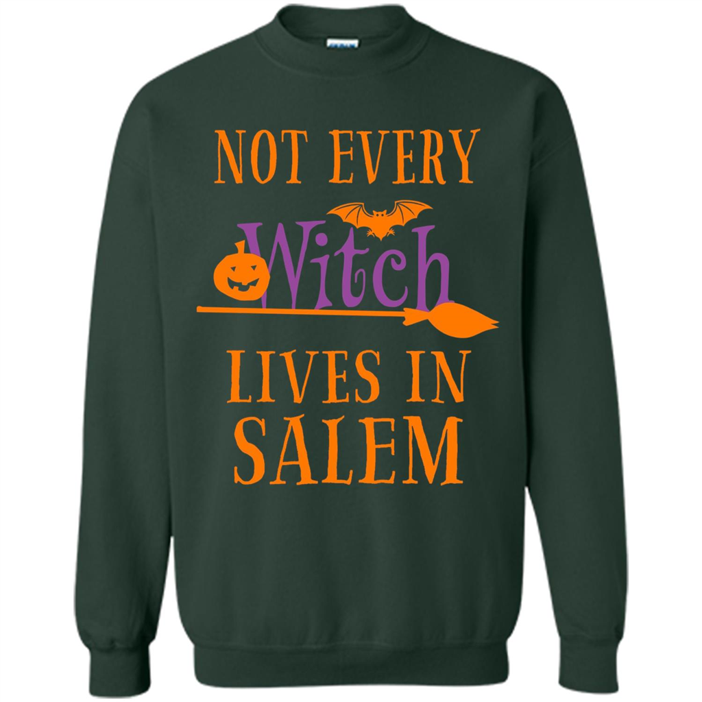 Halloween T-shirt Not Every Witch Lives In Salem T-Shirt Forest Green