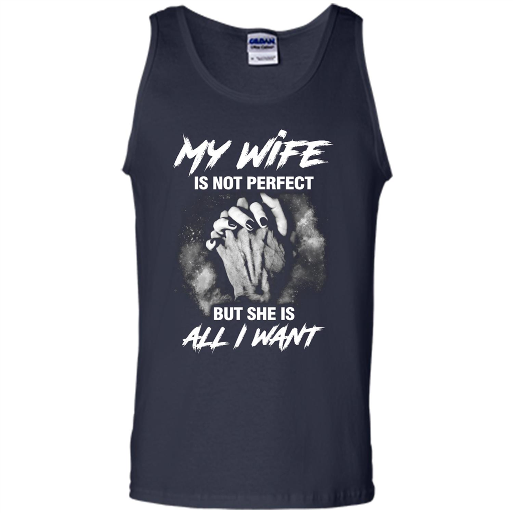 Husband T-shirt My Wife Is Not Perfect But She Is All I Need Navy