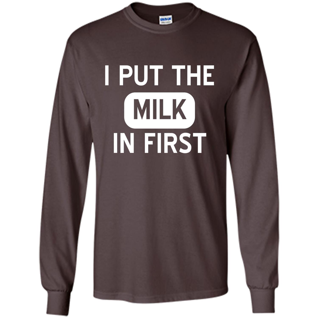England British Biscuit Cereal T-shirt I Put The Milk In First Dark Chocolate