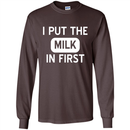 England British Biscuit Cereal T-shirt I Put The Milk In First Dark Chocolate