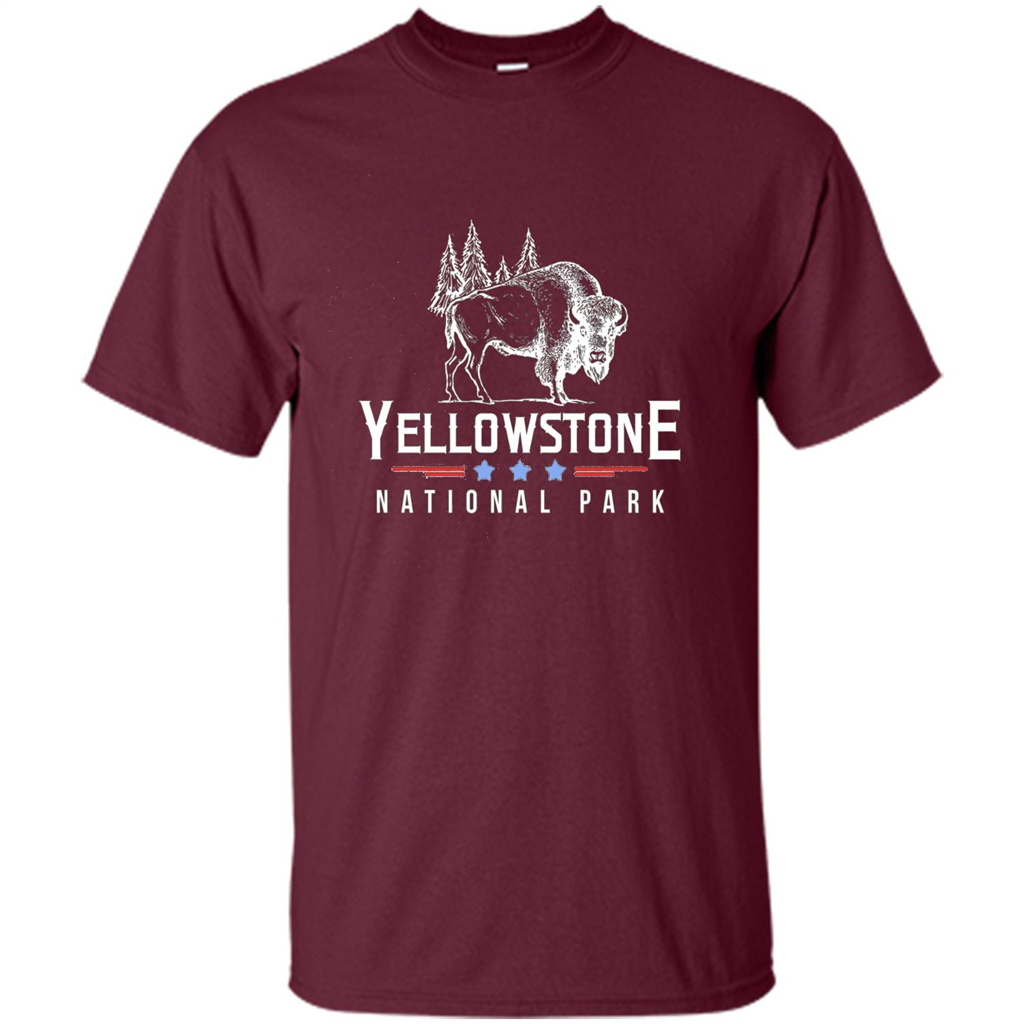 Yellowstone National Park Wyoming Buffalo T-shirt Maroon