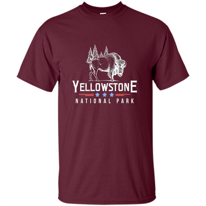 Yellowstone National Park Wyoming Buffalo T-shirt Maroon