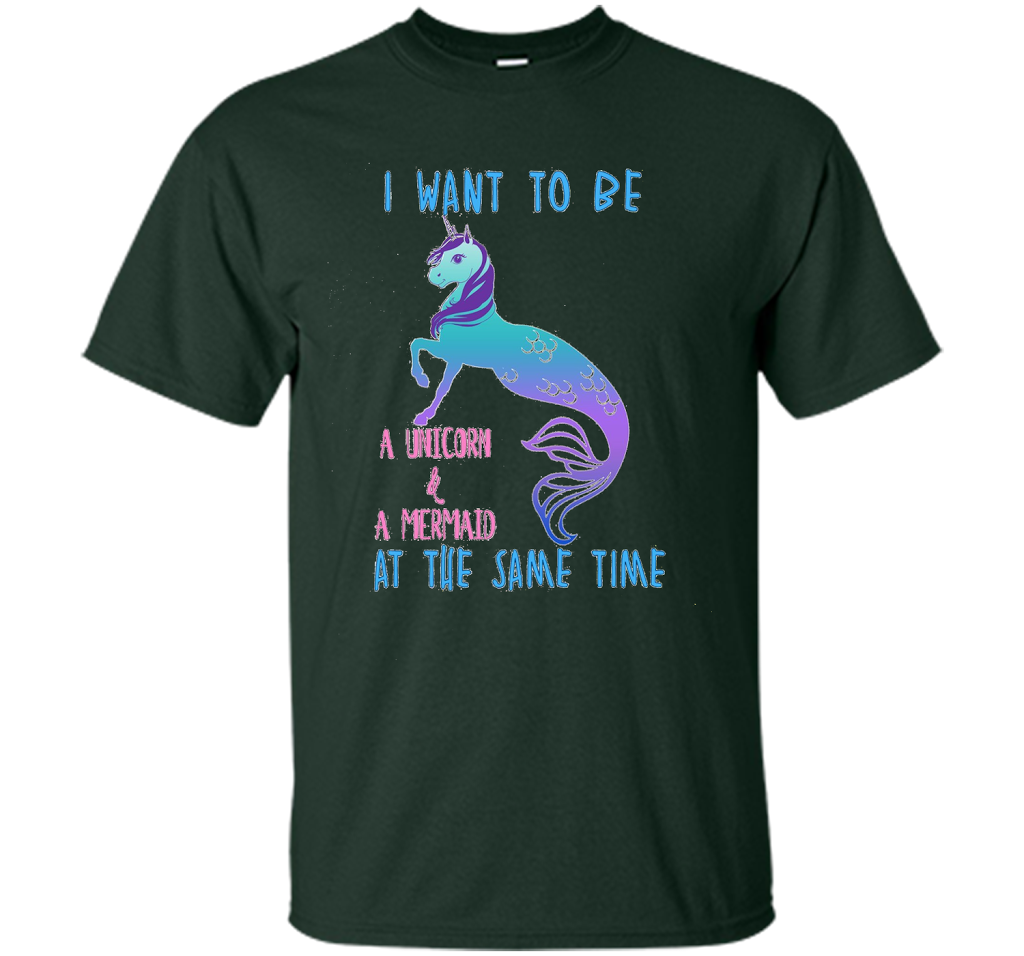 Cute Unicorn Mermaid Mermicorn T-shirt For Girls Forest Green
