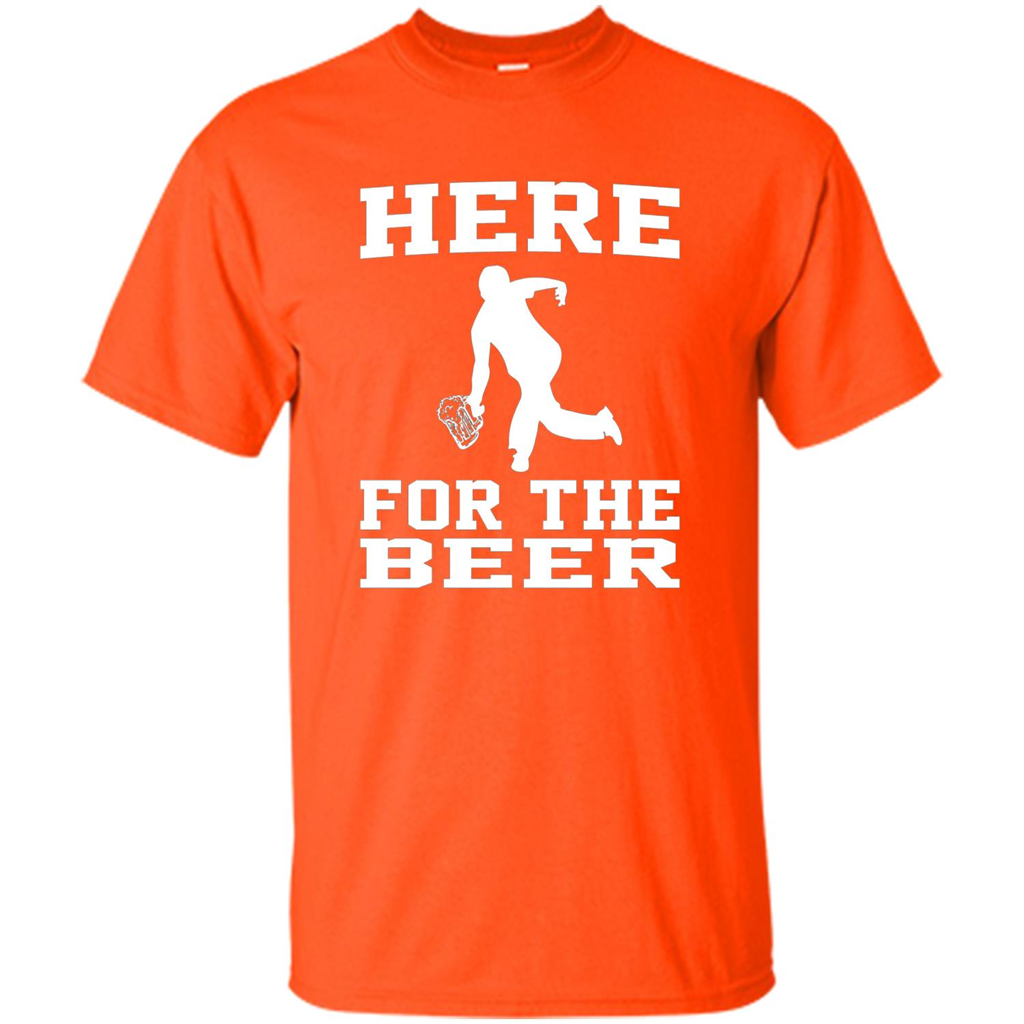 Funny Bowling Drinking Shirt Here For The Beer T-shirt Orange