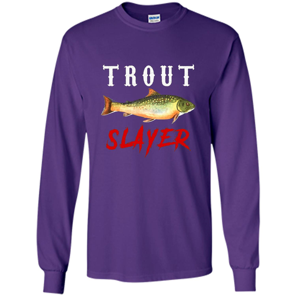Fisherman T-shirt Trout Slayer T-Shirt Purple