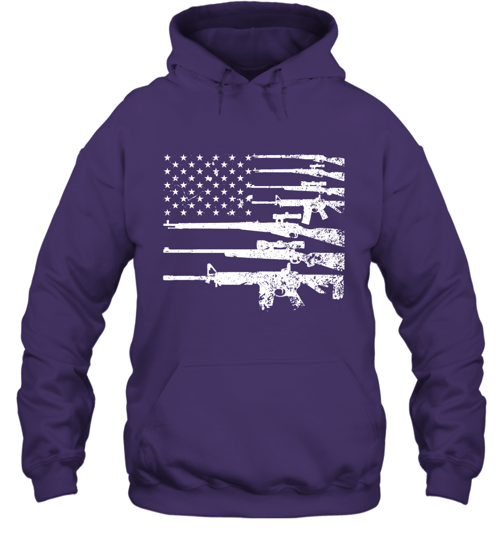 Gun US Flag Veteran Miltary Shirt Hoodie Hoodie Purple