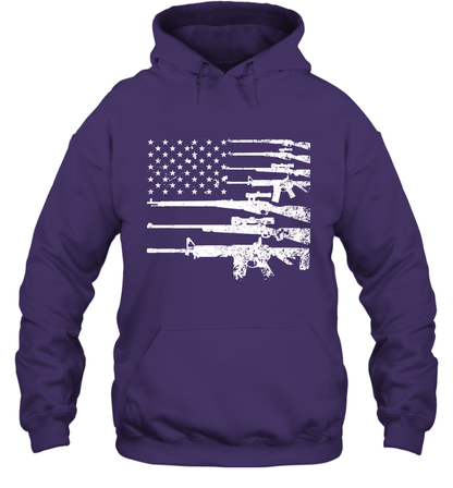 Gun US Flag Veteran Miltary Shirt Hoodie Hoodie Purple