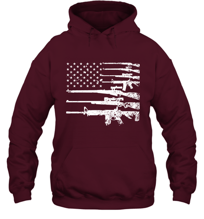 Gun US Flag Veteran Miltary Shirt Hoodie Hoodie Maroon