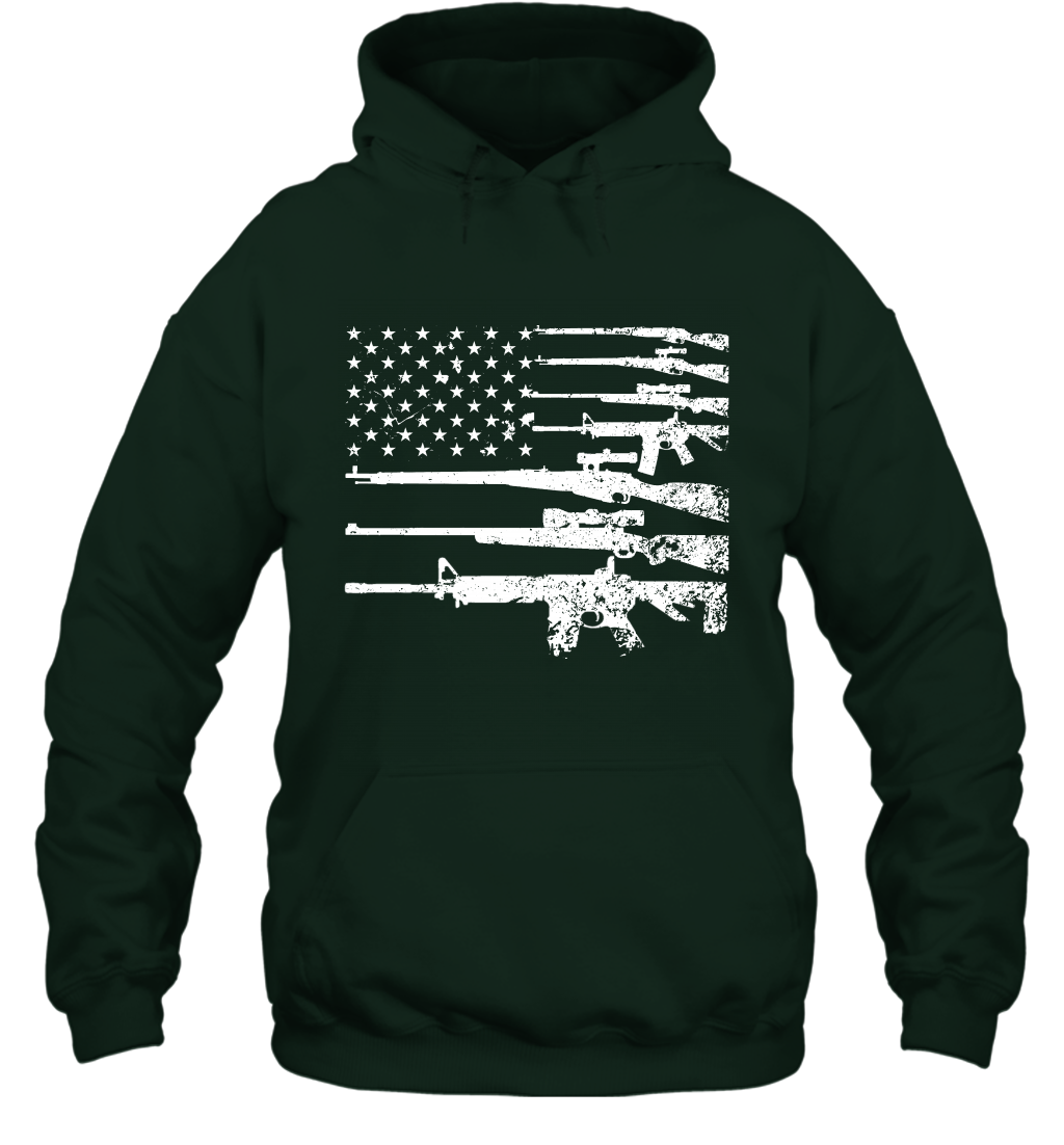 Gun US Flag Veteran Miltary Shirt Hoodie Hoodie Forest