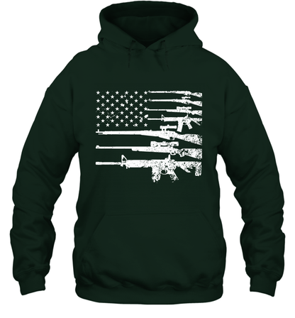 Gun US Flag Veteran Miltary Shirt Hoodie Hoodie Forest