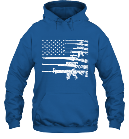 Gun US Flag Veteran Miltary Shirt Hoodie Hoodie Royal