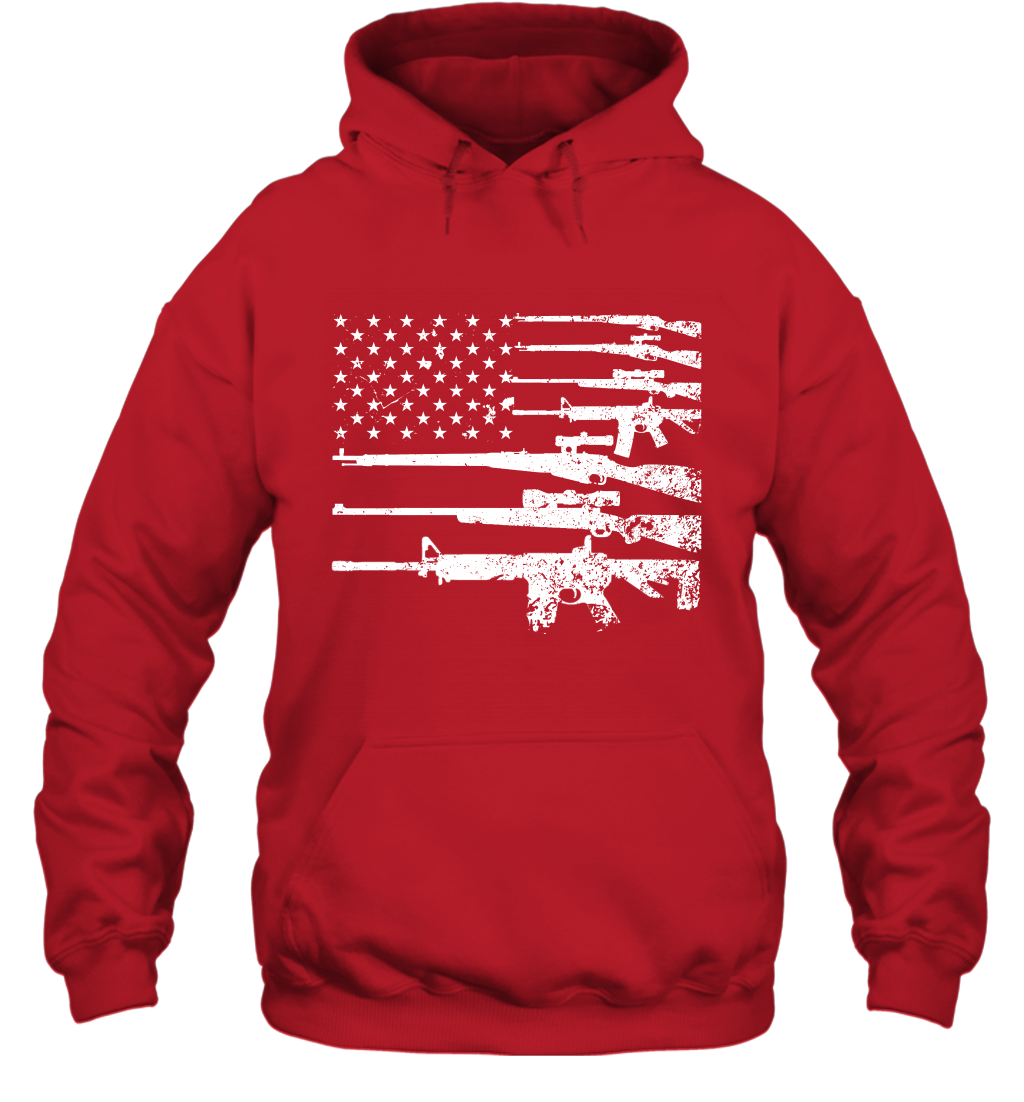 Gun US Flag Veteran Miltary Shirt Hoodie Hoodie Red