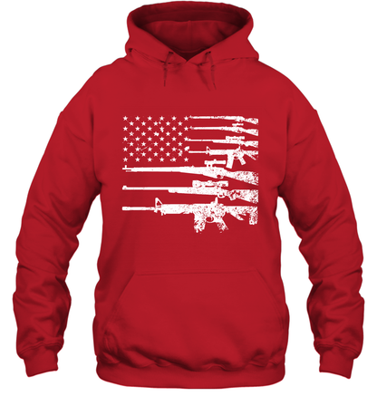 Gun US Flag Veteran Miltary Shirt Hoodie Hoodie Red
