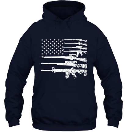 Gun US Flag Veteran Miltary Shirt Hoodie Hoodie Navy