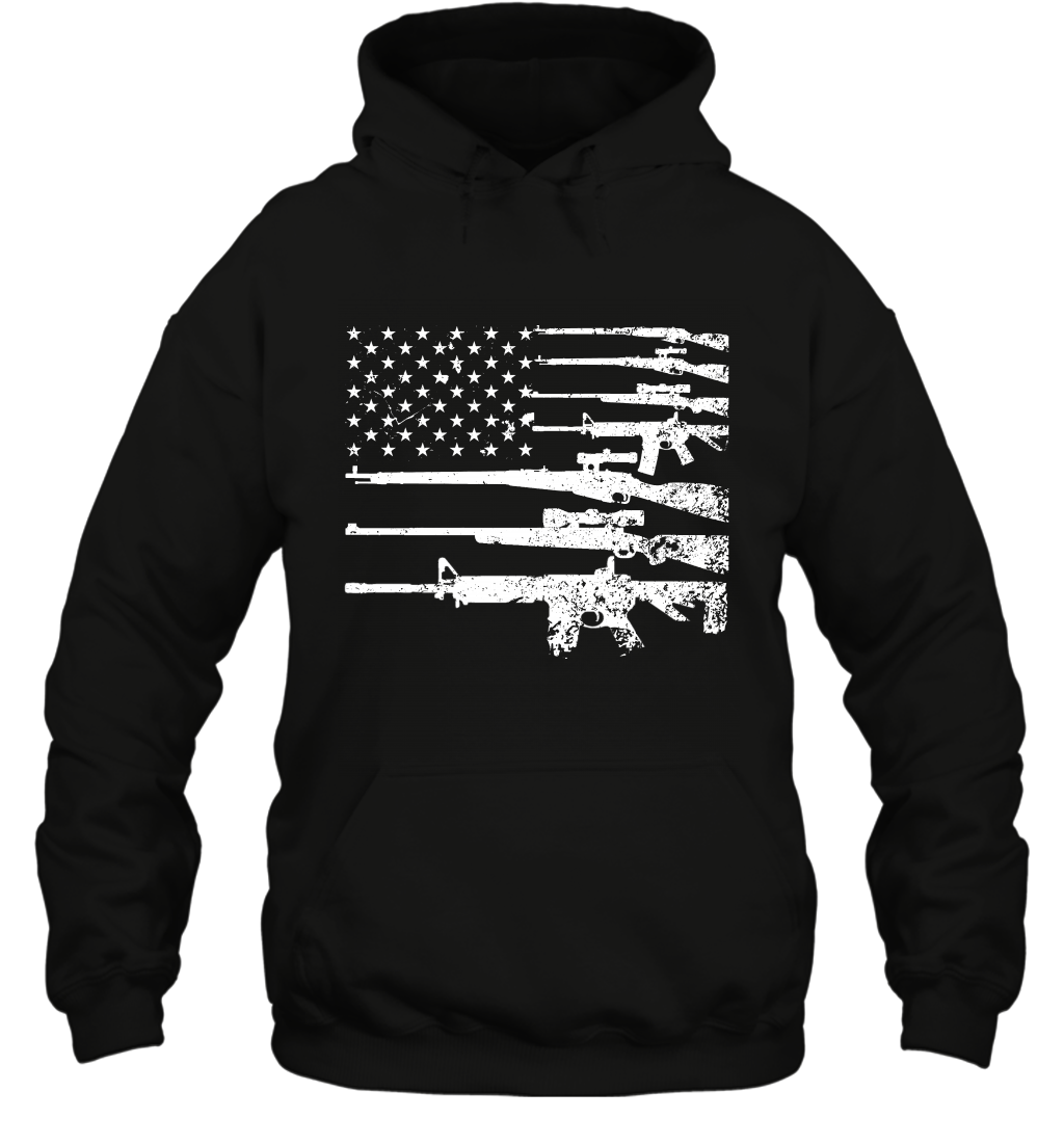 Gun US Flag Veteran Miltary Shirt Hoodie Hoodie Black