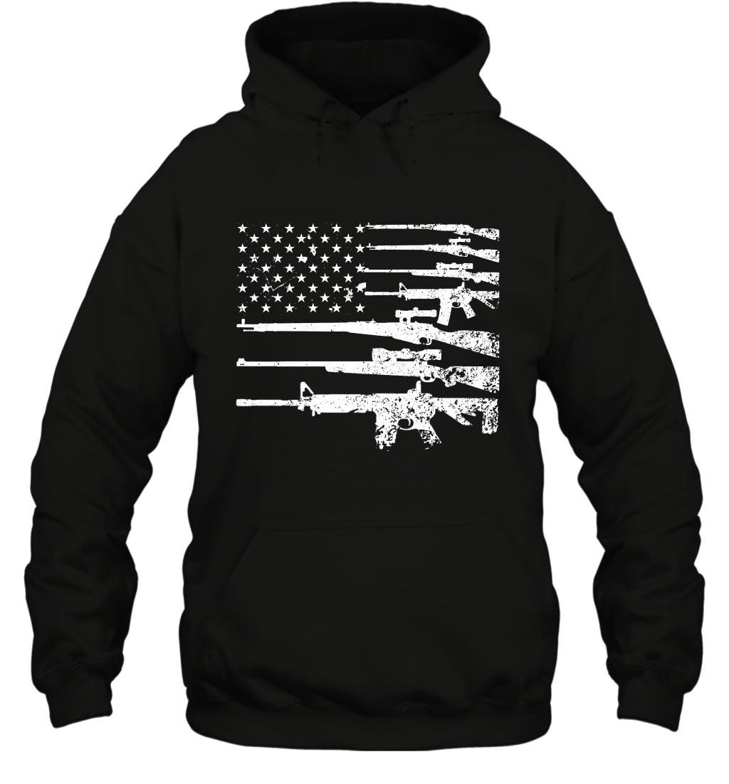 Gun US Flag Veteran Miltary Shirt Hoodie