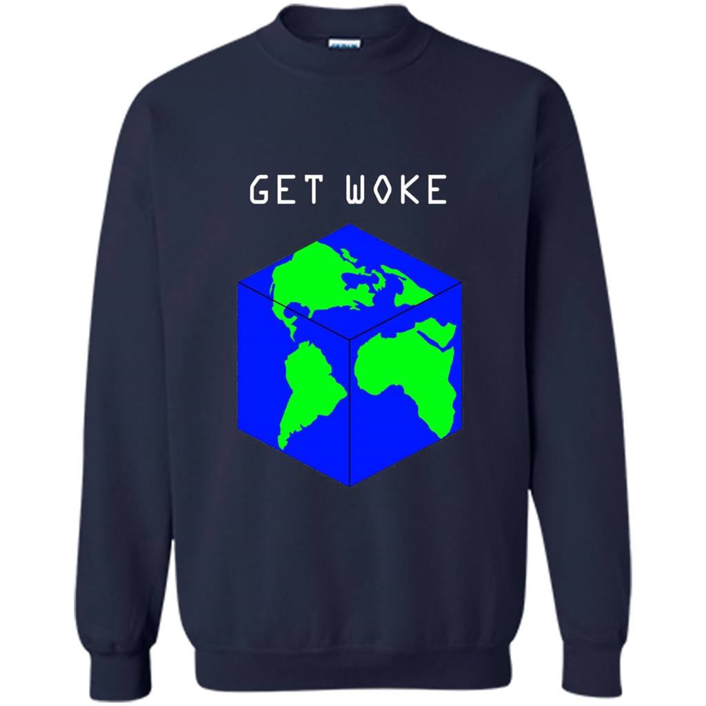 Flat Earther Get Woke T-shirt Earth Society T-shirt Navy