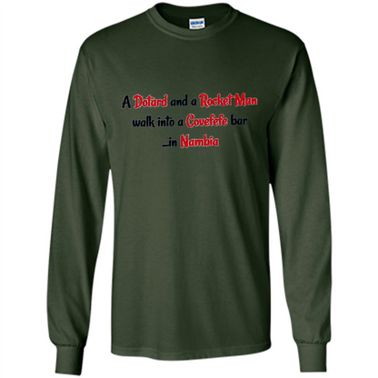 Dotard and Rocket Man T-shirt Walk Into A Covefefe Bar Forest Green