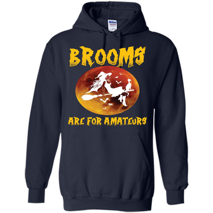 Halloween T-shirt Brooms Are For Amateurs T-shirt Navy