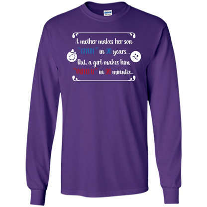 Funny T-shirt A Girl Makes Him Mental In 20 Minuutes Purple
