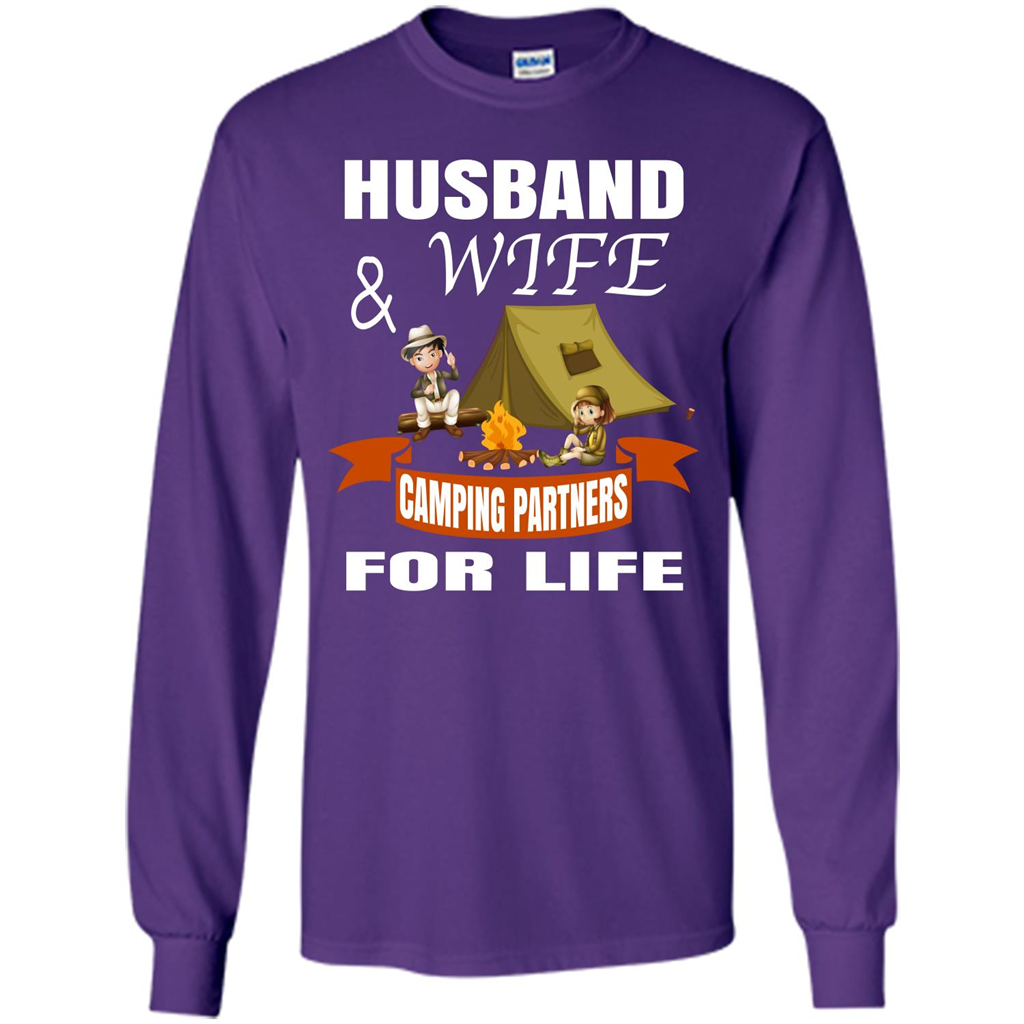 Camping Family T-shirt Husband And Wife Camping Partners For LIfe Purple