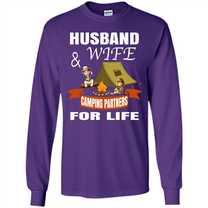 Camping Family T-shirt Husband And Wife Camping Partners For LIfe Purple