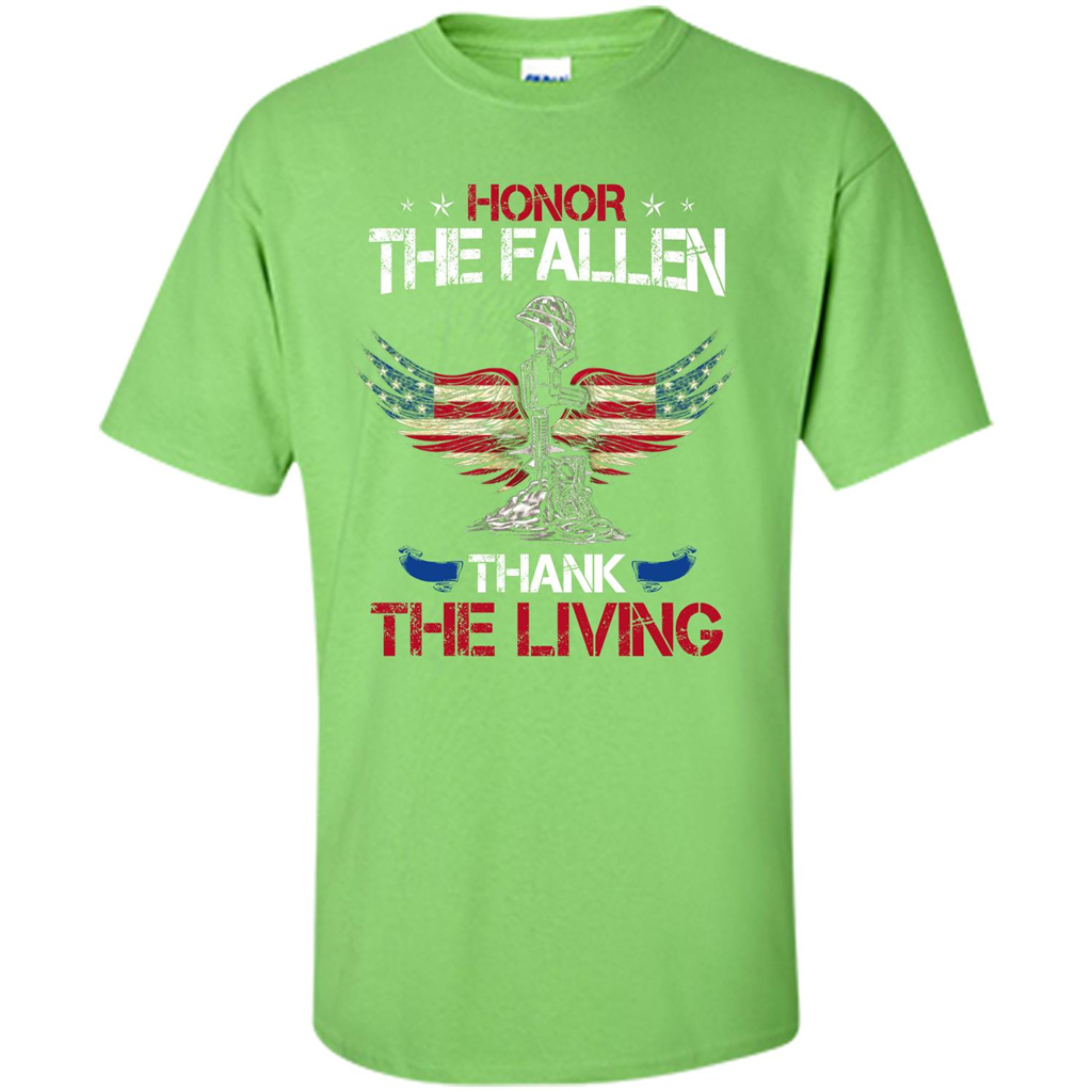 Military T-shirt Honor The Fallen Thank The Living Lime