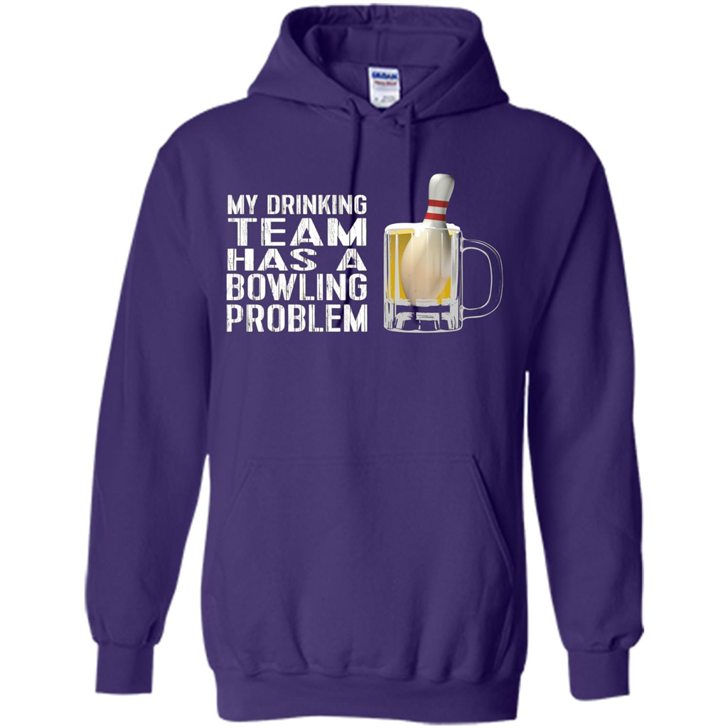 Funny Bowling Team T-shirt My Drinking Team Has A Bowling Problem Purple