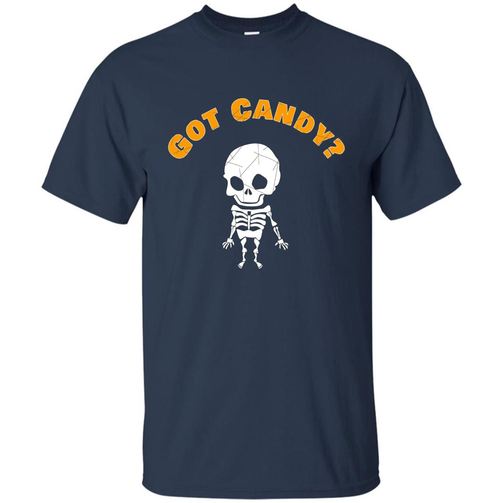 Cute Skeleton Asking For Candy Halloween T-shirt Navy