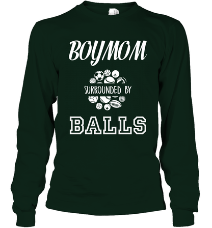 Boy Mom Surounded By Balls Shirt Long Sleeve T-Shirt Long Sleeve T-Shirt Forest Green
