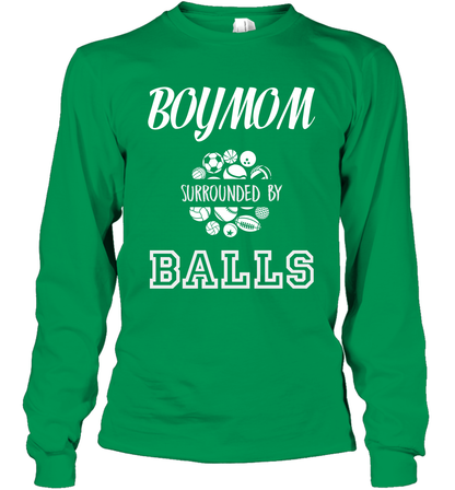Boy Mom Surounded By Balls Shirt Long Sleeve T-Shirt Long Sleeve T-Shirt Irish Green