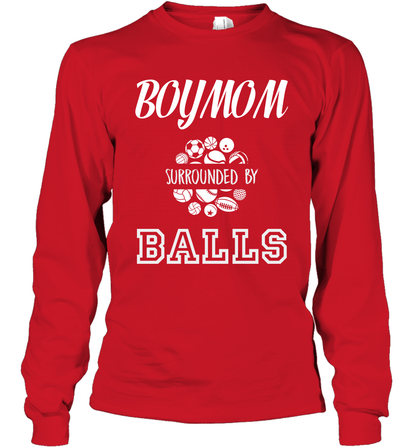 Boy Mom Surounded By Balls Shirt Long Sleeve T-Shirt Long Sleeve T-Shirt Red