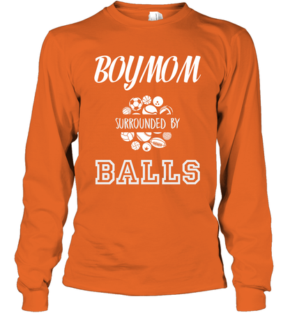 Boy Mom Surounded By Balls Shirt Long Sleeve T-Shirt Long Sleeve T-Shirt Orange