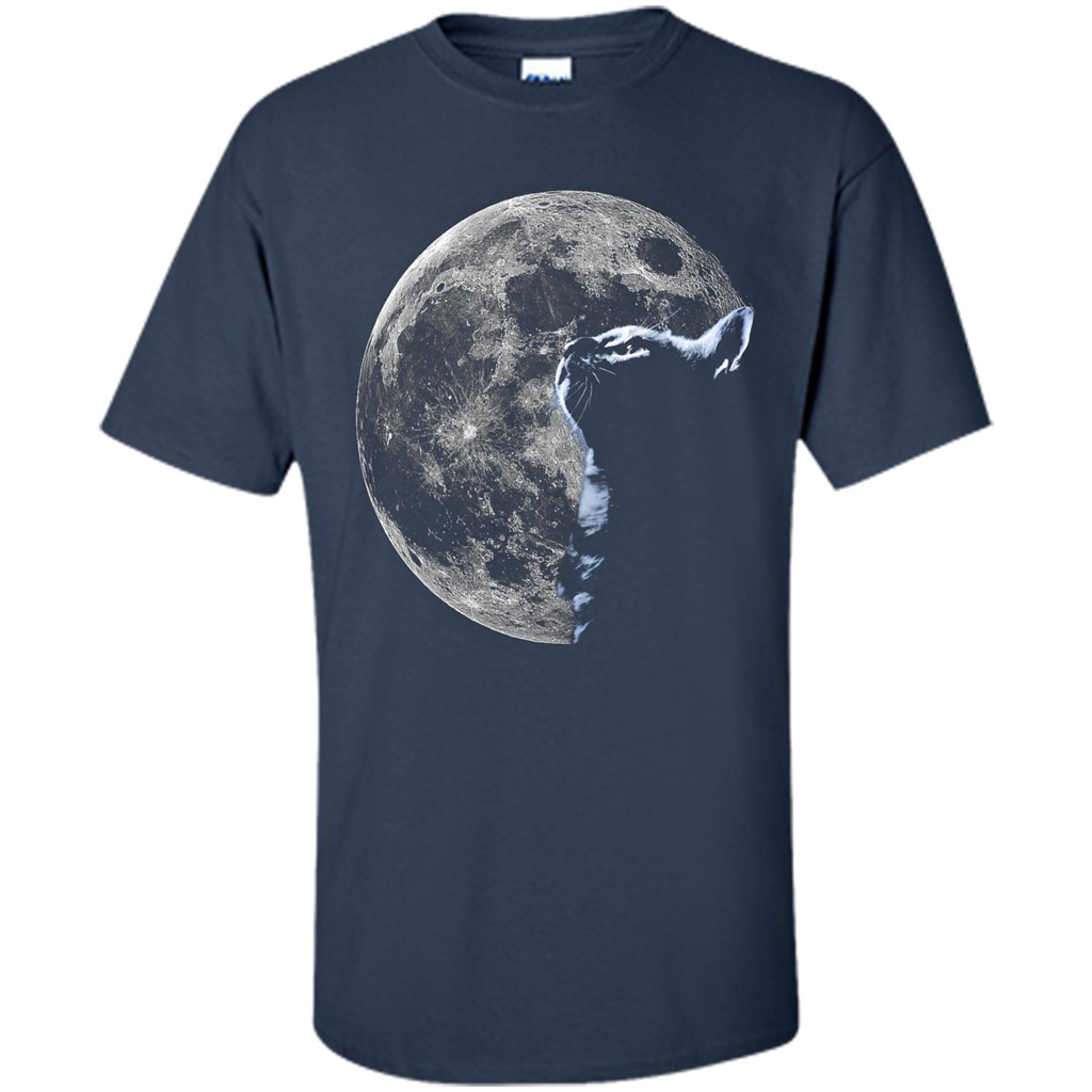 Cat Lover T-shirt Cat And Moon Navy