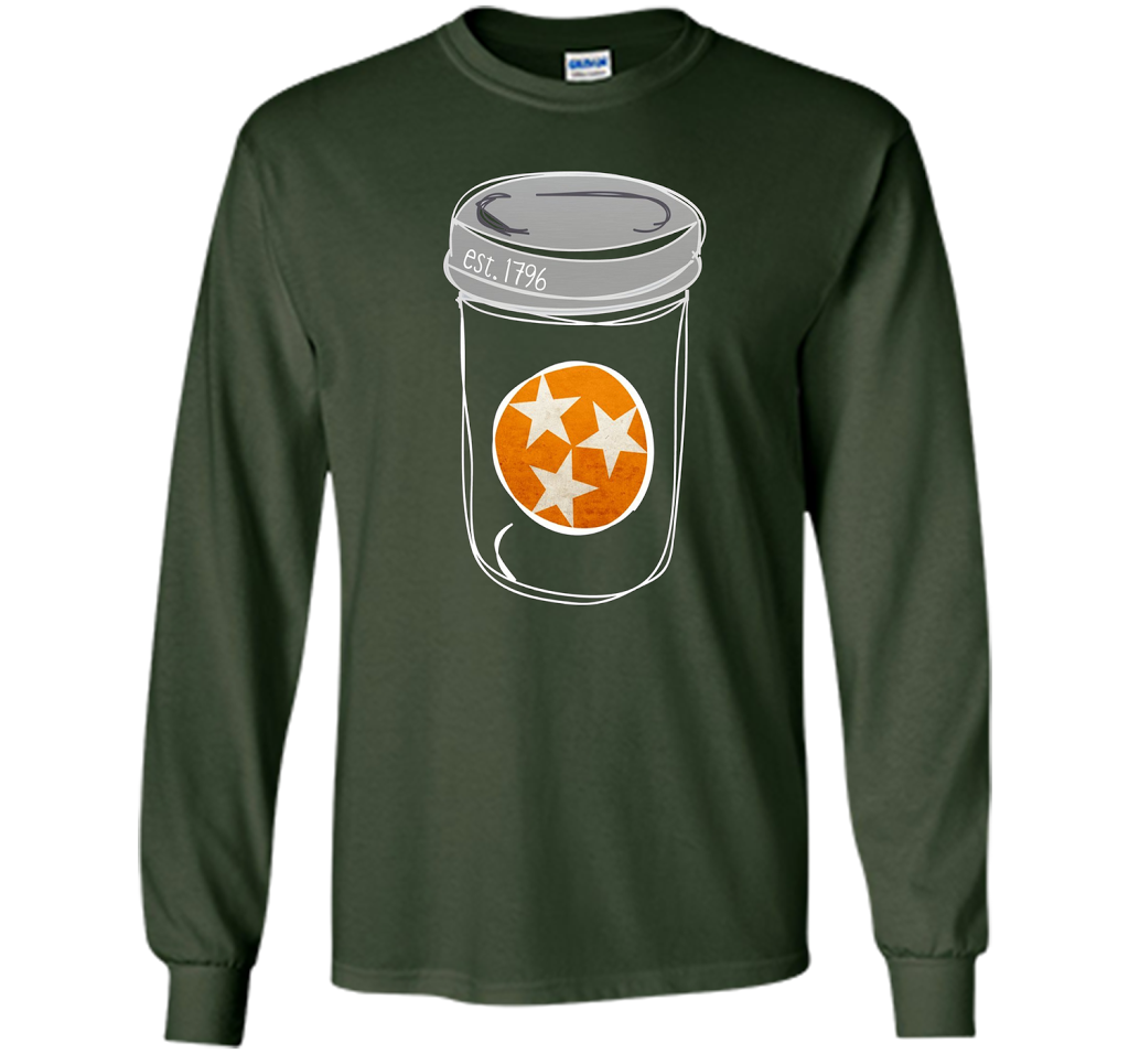 Tennessee Flag Orange and White Mason Jar Tee Shirt Vintage shirt Forest Green