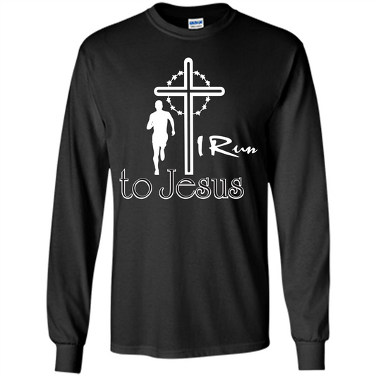 Christian T-shirt I Run To Jesus T-shirt Black