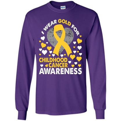 I Wear Gold For Childhood Cancer Awareness T-shirt Purple