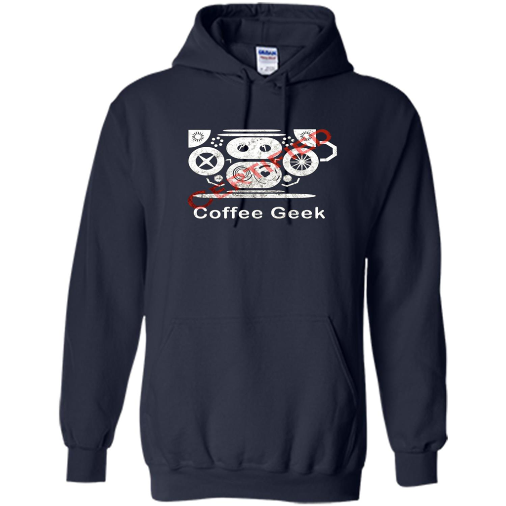Coffee Lover T-shirt Certified Coffee Geek Navy