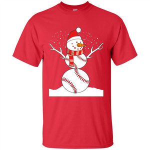 Cute Baseball Snowman Christmas T-Shirt