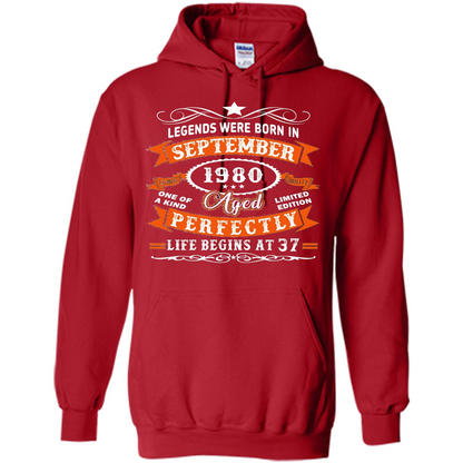 Legends Were Born In September 1980 T-shirt Birthday Gift T-shirt Red