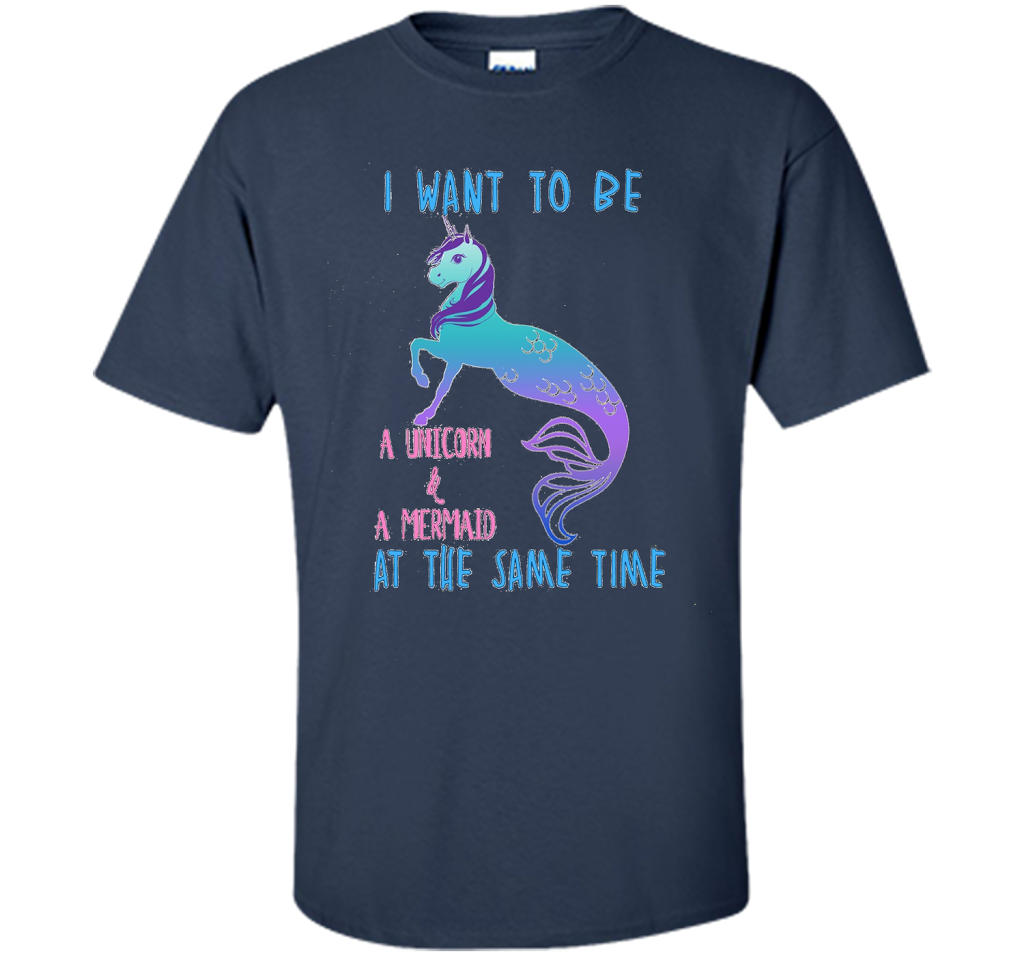 Cute Unicorn Mermaid Mermicorn T-shirt For Girls Navy