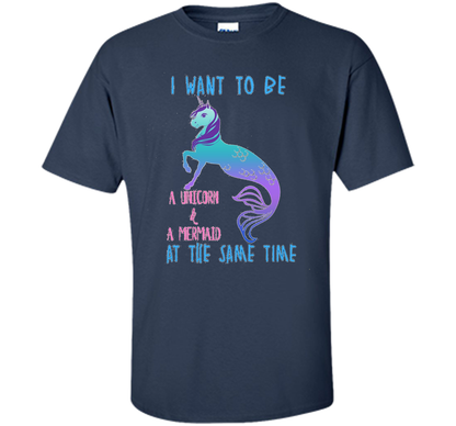 Cute Unicorn Mermaid Mermicorn T-shirt For Girls Navy